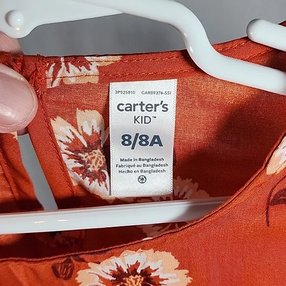 Carter's Girl Flower Dress Orange Size 8/8A - Picture 3 of 4